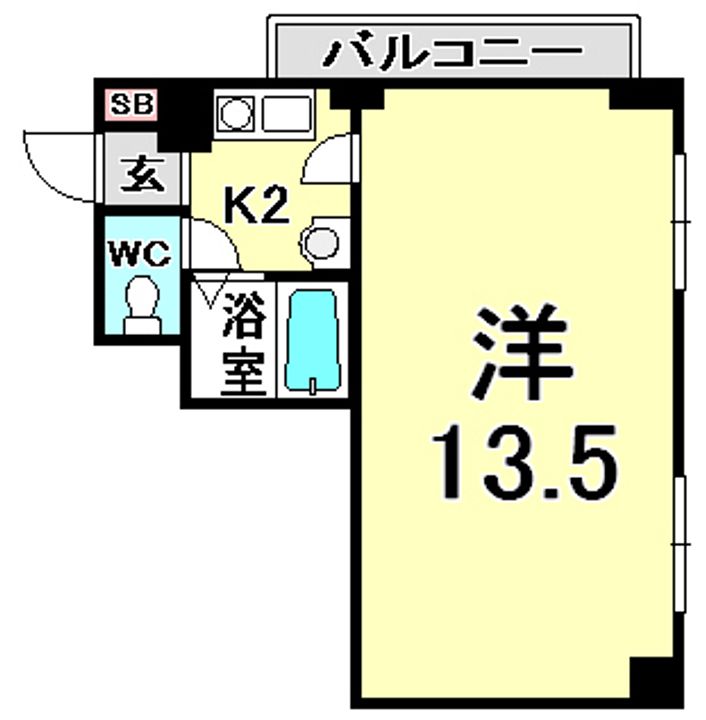 兵庫県神戸市中央区御幸通2丁目(マンション)の賃貸物件の間取り