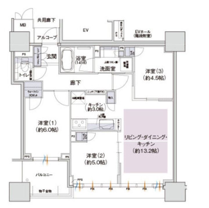 THE CROSS CITY TOWERの間取り