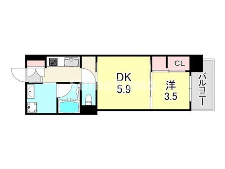 福岡県福岡市中央区清川3丁目(マンション)の賃貸物件の間取り
