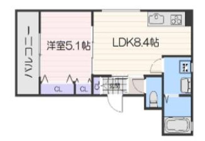 兵庫県尼崎市猪名寺2丁目(アパート)の賃貸物件の間取り