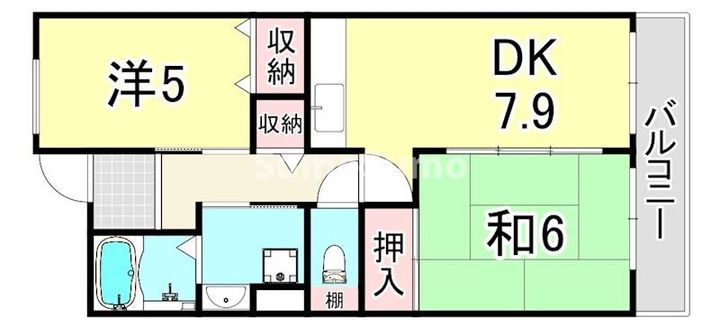 兵庫県西宮市古川町(マンション)の賃貸物件の間取り