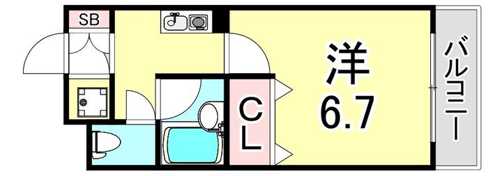 兵庫県西宮市段上町1丁目(マンション)の賃貸物件の間取り