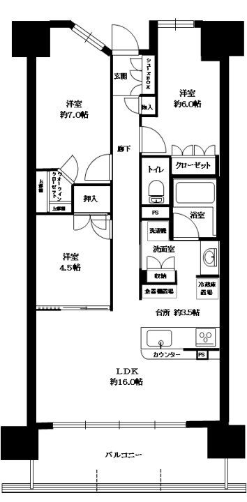兵庫県神戸市中央区浜辺通6丁目(マンション)の賃貸物件の間取り