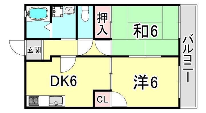 兵庫県西宮市日野町(アパート)の賃貸物件の間取り