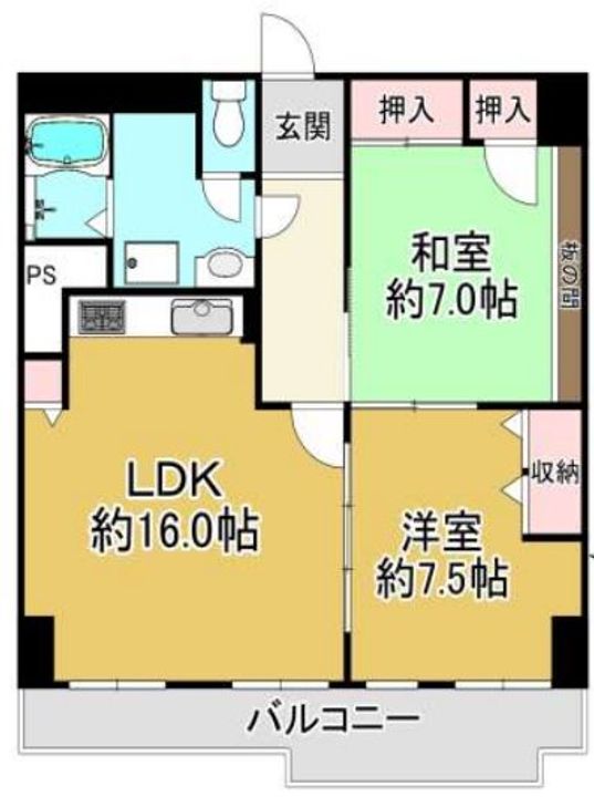 兵庫県神戸市灘区高尾通4丁目(マンション)の賃貸物件の間取り