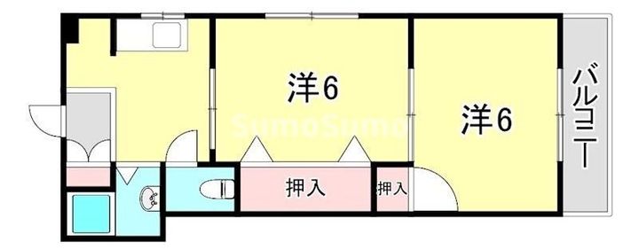 兵庫県神戸市須磨区外浜町2丁目(マンション)の賃貸物件の間取り