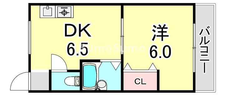兵庫県神戸市兵庫区神田町(マンション)の賃貸物件の間取り