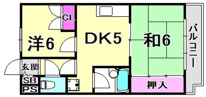 兵庫県西宮市大森町(マンション)の賃貸物件の間取り