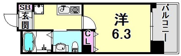 兵庫県西宮市産所町(マンション)の賃貸物件の間取り