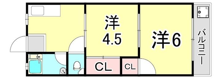 兵庫県西宮市中島町(マンション)の賃貸物件の間取り