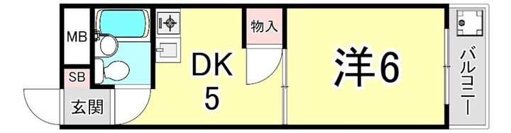 兵庫県西宮市馬場町(マンション)の賃貸物件の間取り