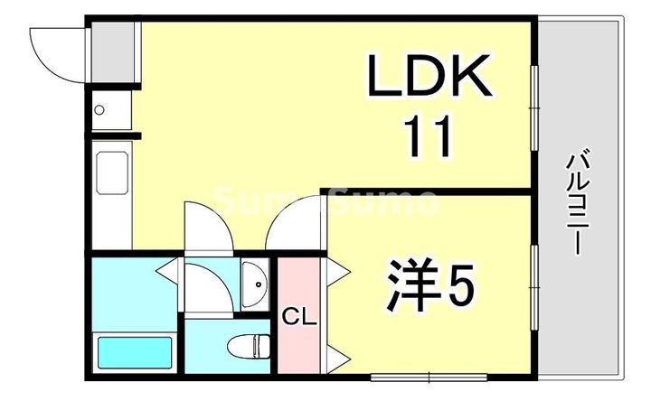 兵庫県神戸市長田区西山町3丁目(マンション)の賃貸物件の間取り