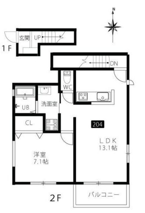 兵庫県神戸市灘区篠原本町3丁目(アパート)の賃貸物件の間取り
