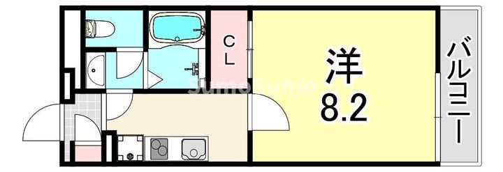 兵庫県尼崎市杭瀬北新町1丁目(アパート)の賃貸物件の間取り