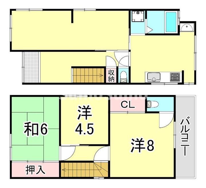 兵庫県芦屋市松ノ内町(一戸建)の賃貸物件の間取り
