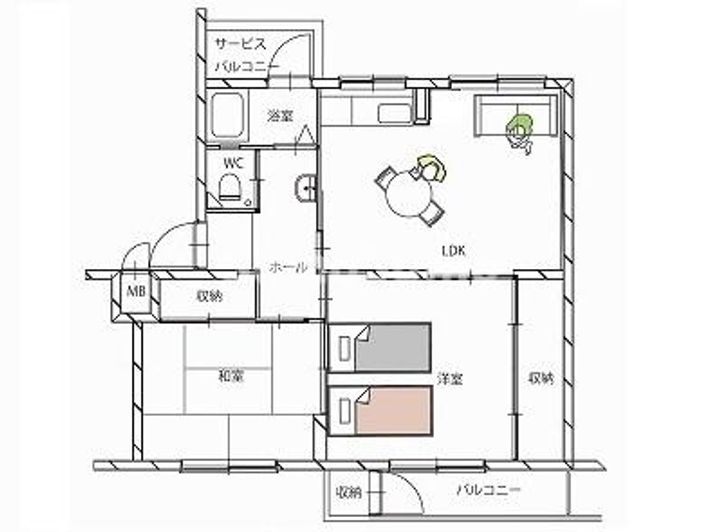兵庫県神戸市灘区鶴甲4丁目(マンション)の賃貸物件の間取り