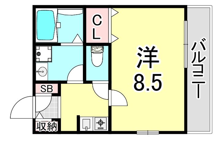 兵庫県神戸市兵庫区上祇園町(アパート)の賃貸物件の間取り