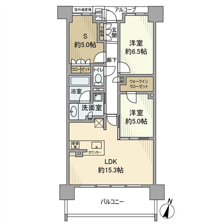 兵庫県神戸市中央区下山手通8丁目(マンション)の賃貸物件の間取り