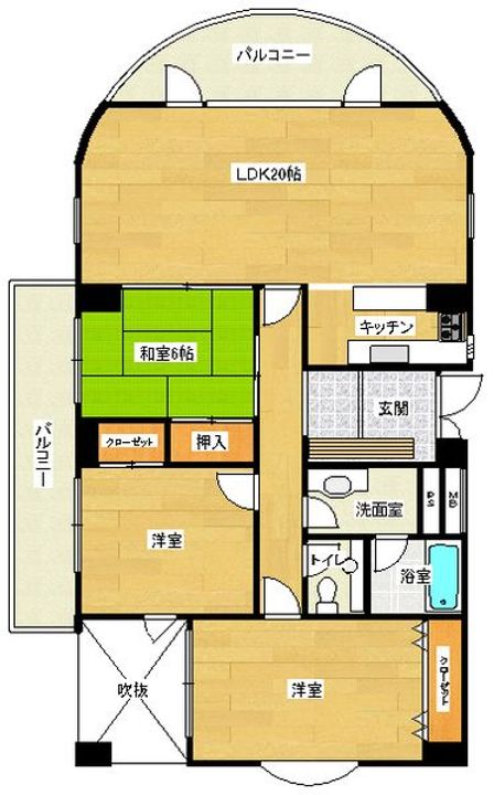兵庫県芦屋市川西町(マンション)の賃貸物件の間取り