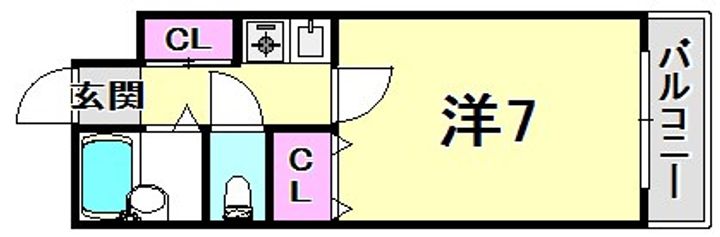 兵庫県西宮市櫨塚町(マンション)の賃貸物件の間取り