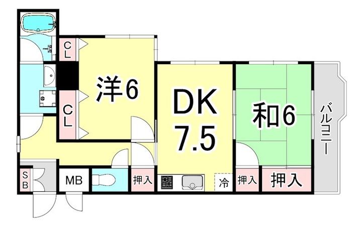 兵庫県西宮市羽衣町(アパート)の賃貸物件の間取り