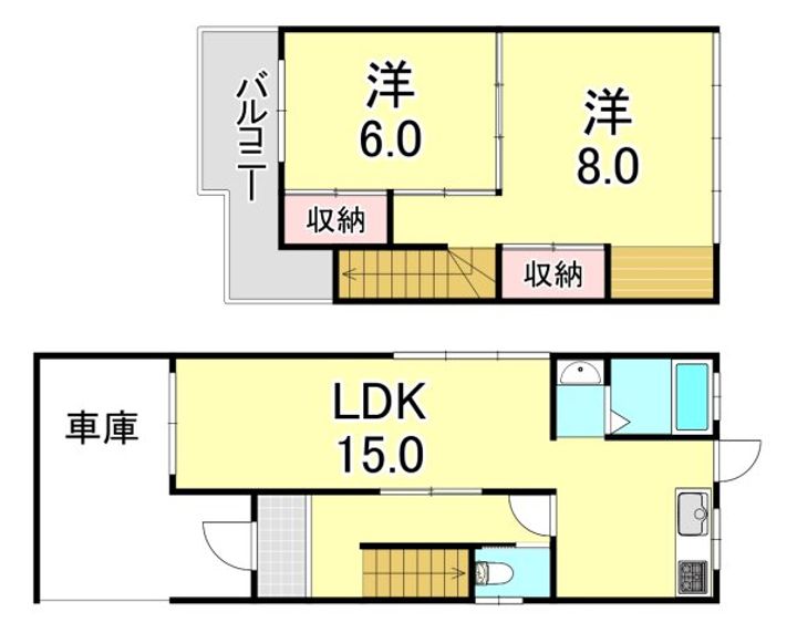 兵庫県神戸市垂水区高丸1丁目(一戸建)の賃貸物件の間取り