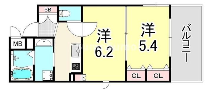 兵庫県尼崎市東難波町5丁目(マンション)の賃貸物件の間取り