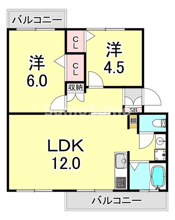兵庫県神戸市須磨区白川台6丁目(マンション)の賃貸物件の間取り