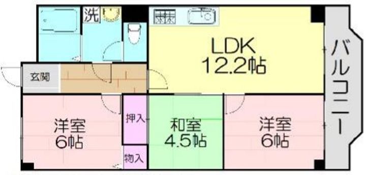 兵庫県神戸市灘区鶴甲5丁目(マンション)の賃貸物件の間取り