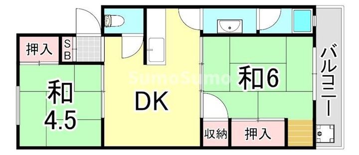 兵庫県西宮市石在町(アパート)の賃貸物件の間取り