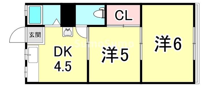 兵庫県西宮市門戸東町(アパート)の賃貸物件の間取り