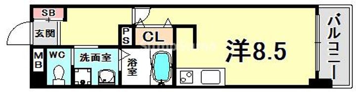 兵庫県神戸市兵庫区浜崎通(マンション)の賃貸物件の間取り