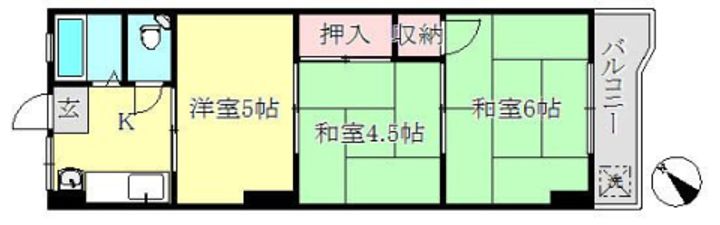 兵庫県神戸市長田区上池田4丁目(マンション)の賃貸物件の間取り