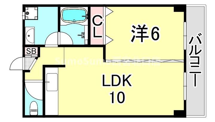 兵庫県西宮市愛宕山(マンション)の賃貸物件の間取り