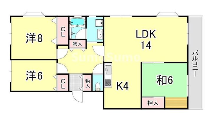 ハイツ仏天垣の間取り