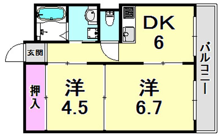 兵庫県西宮市門戸東町(マンション)の賃貸物件の間取り