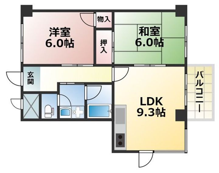 兵庫県神戸市灘区篠原北町3丁目(マンション)の賃貸物件の間取り