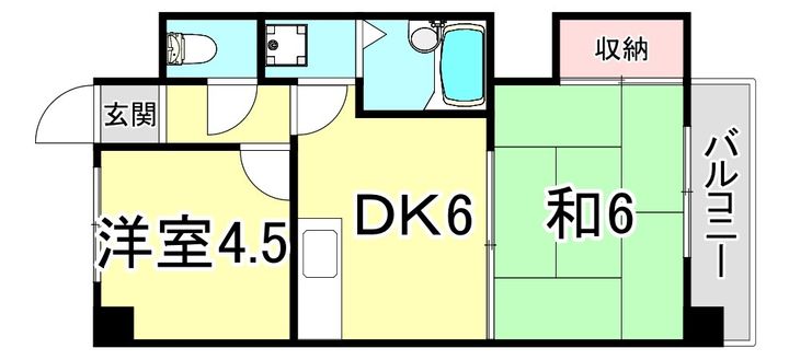 兵庫県神戸市長田区駒ケ林町3丁目(マンション)の賃貸物件の間取り