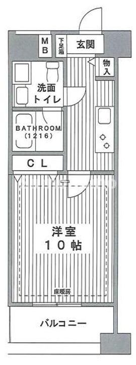 大阪府大阪市中央区今橋1丁目(マンション)の賃貸物件の間取り