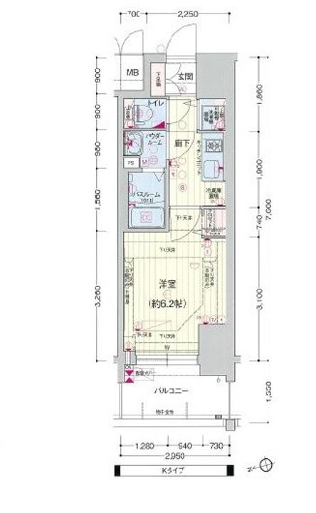 兵庫県神戸市中央区布引町1丁目(マンション)の賃貸物件の間取り
