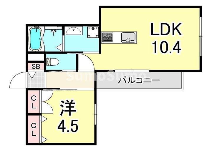 兵庫県尼崎市長洲西通1丁目(アパート)の賃貸物件の間取り