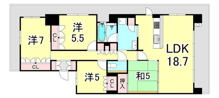 兵庫県西宮市両度町(アパート)の賃貸物件の間取り