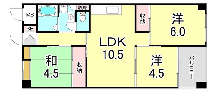 夢野ハイタウン 3号棟の間取り