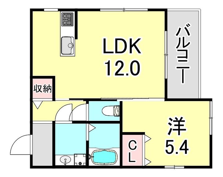 兵庫県神戸市兵庫区門口町(アパート)の賃貸物件の間取り