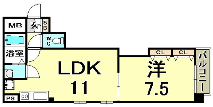 兵庫県神戸市中央区浜辺通3丁目(マンション)の賃貸物件の間取り