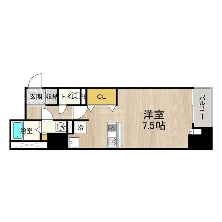大阪府大阪市中央区本町橋(マンション)の賃貸物件の間取り