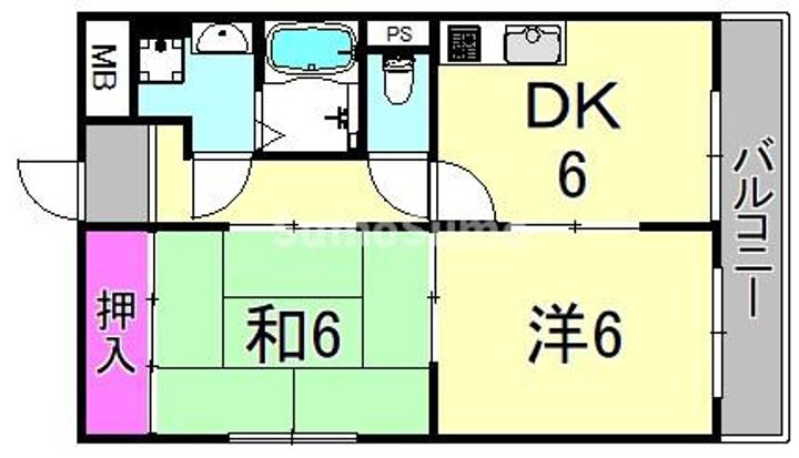 兵庫県尼崎市水堂町2丁目(マンション)の賃貸物件の間取り