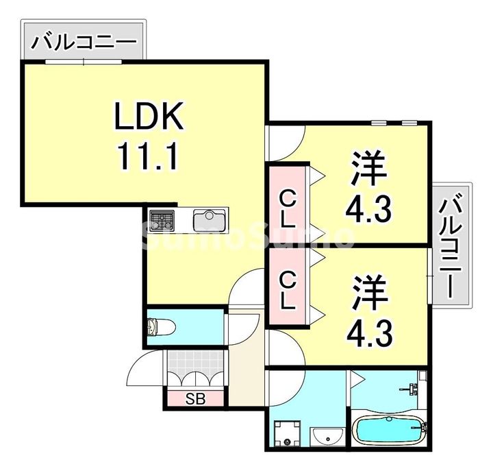アレーズコート苦楽園の間取り