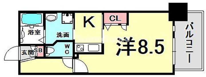 兵庫県神戸市兵庫区新開地5丁目(マンション)の賃貸物件の間取り