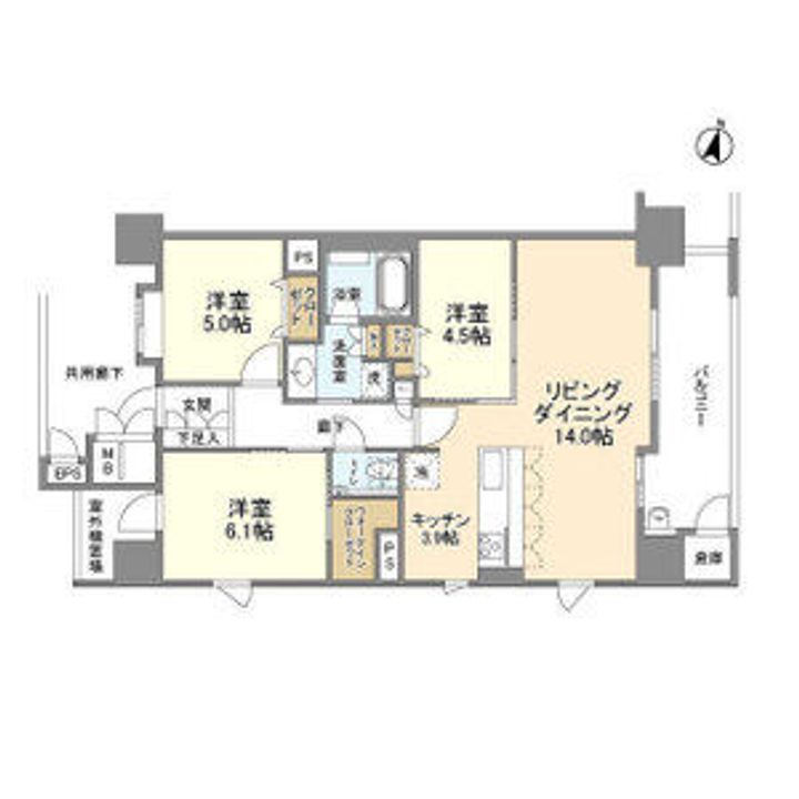 福岡県福岡市中央区港2丁目(マンション)の賃貸物件の間取り
